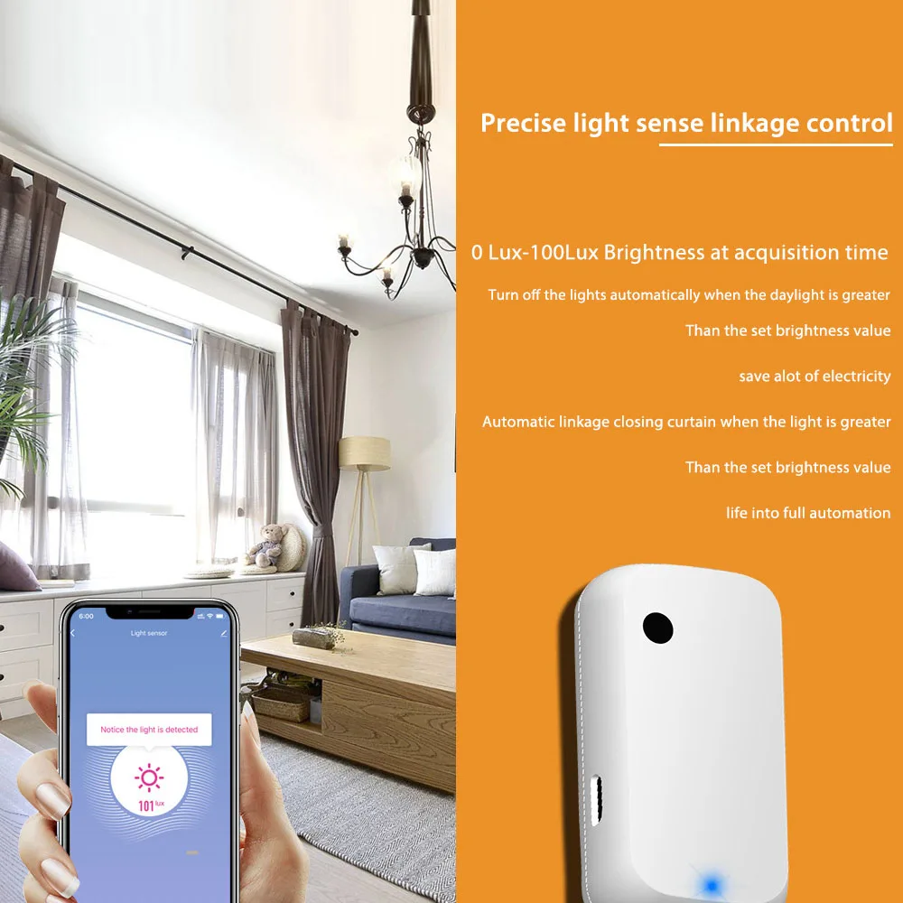 Сензор за осветление на Hristo WiFi/ZigBee, сензор за осветление, линк Управление, сензор за яркост, интелигентен дом, работа с Алекса Google Home Изображение 5