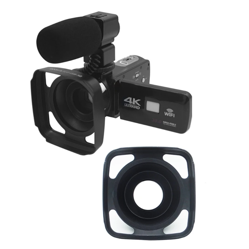 Сенник за обектив обектива на камерата 37 мм-72 mm, Квадратни сенник за обектив за обектив, сянка/щит, уменьшающий отблясъци Изображение 3