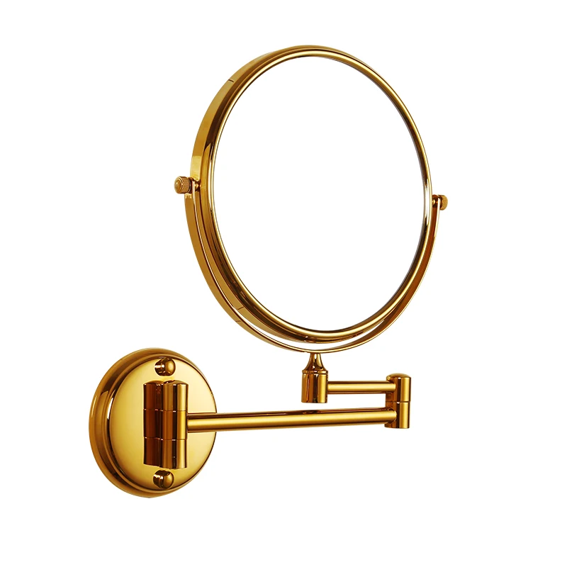 Скандинавска матово златен обков за баня, подвесное огледало за красота, Складное движещ се с увеличително стъкло, двустранно  Изображение 0
