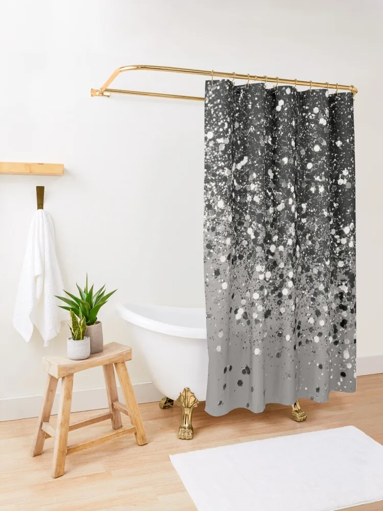 Сребристо-сив блясък на # 1 (изкуствен блясък) # блестящ # интериор # изкуство Завеса за душ, тоалетни принадлежности, баня Изображение 2