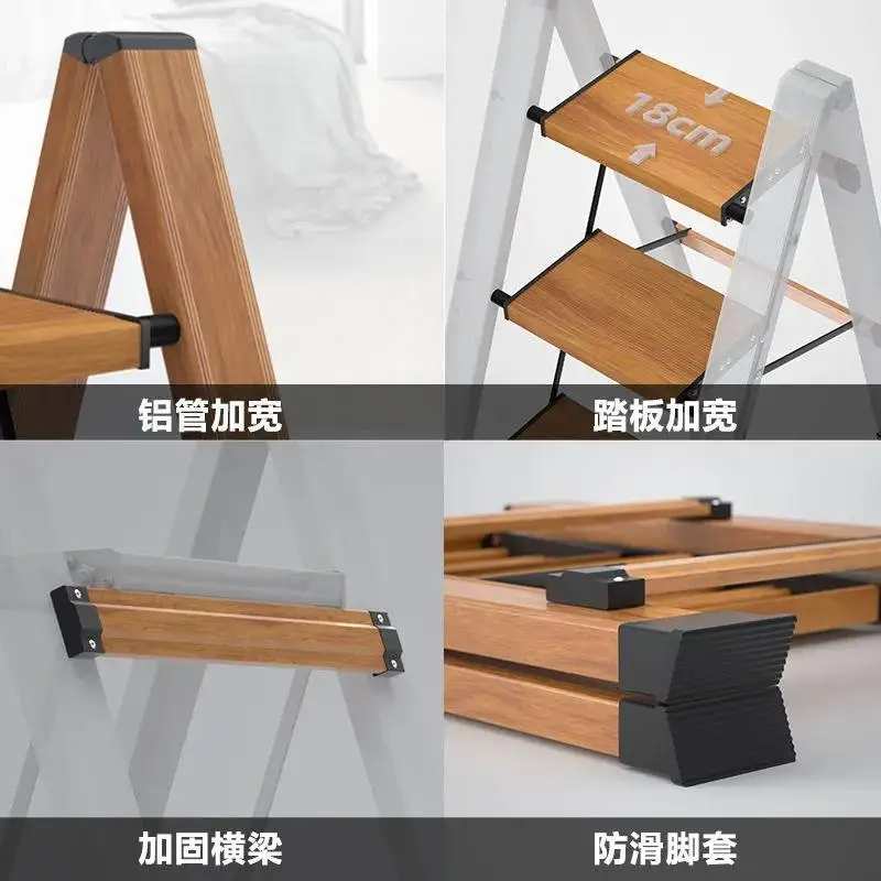 Стремянка модерен дизайн, преносим домакински стълби, телескопична сгъваема алуминиева стълба-часова рецепция Изображение 3