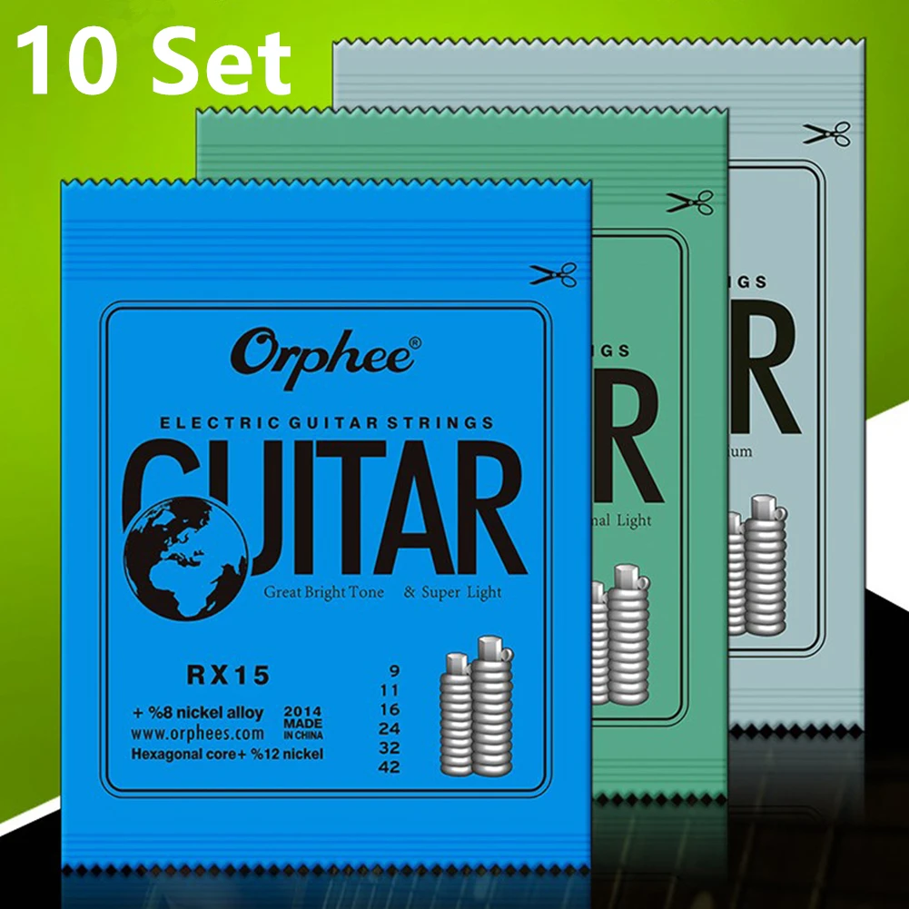 Струни за електрическа китара за 10 комплекта 10-46 11-50 6 Обиколки Шестоъгълен тел от въглеродна стомана и никелевого сплав от серията RX Orphee Изображение 5