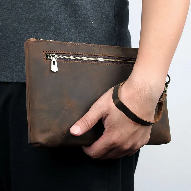 Стръмен модерен кожен портфейл-клатч за парти, чантата за мъже, жени, мъжки женски дълъг портфейл с цип, голяма кожена кесия Изображение 0