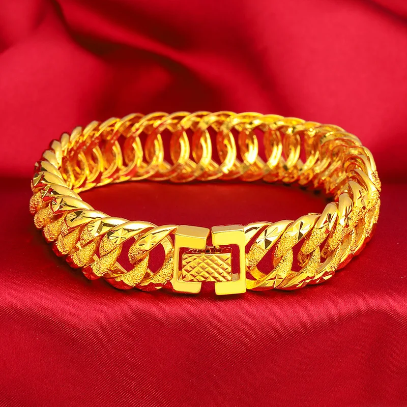Тайният цветен дебел гривна с катарама от злато 24 К, дамски и мъжки ръчни часовници, брънка от верига, оригинални модни бижута Изображение 0