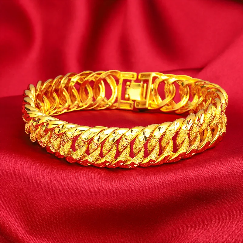 Тайният цветен дебел гривна с катарама от злато 24 К, дамски и мъжки ръчни часовници, брънка от верига, оригинални модни бижута Изображение 1
