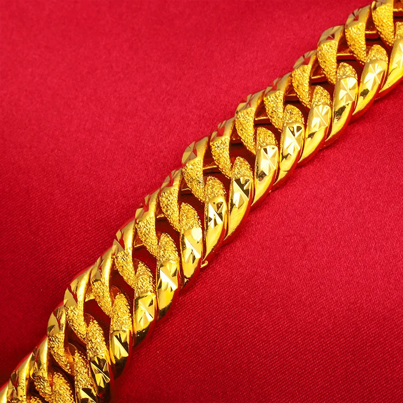 Тайният цветен дебел гривна с катарама от злато 24 К, дамски и мъжки ръчни часовници, брънка от верига, оригинални модни бижута Изображение 2