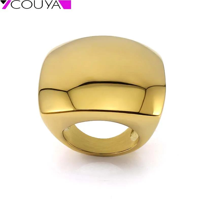 Тежки квадратни пръстени от неръждаема стомана прости геометрични пръстени за жени, мъже златен цвят Модни бижута подарък Директен доставка Изображение 0