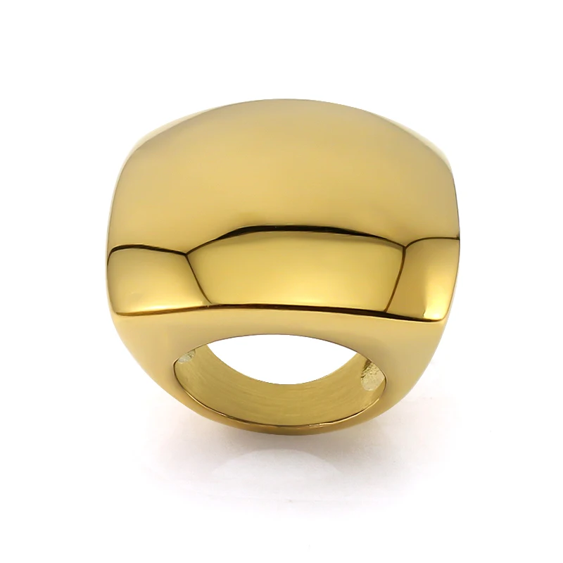 Тежки квадратни пръстени от неръждаема стомана прости геометрични пръстени за жени, мъже златен цвят Модни бижута подарък Директен доставка Изображение 2