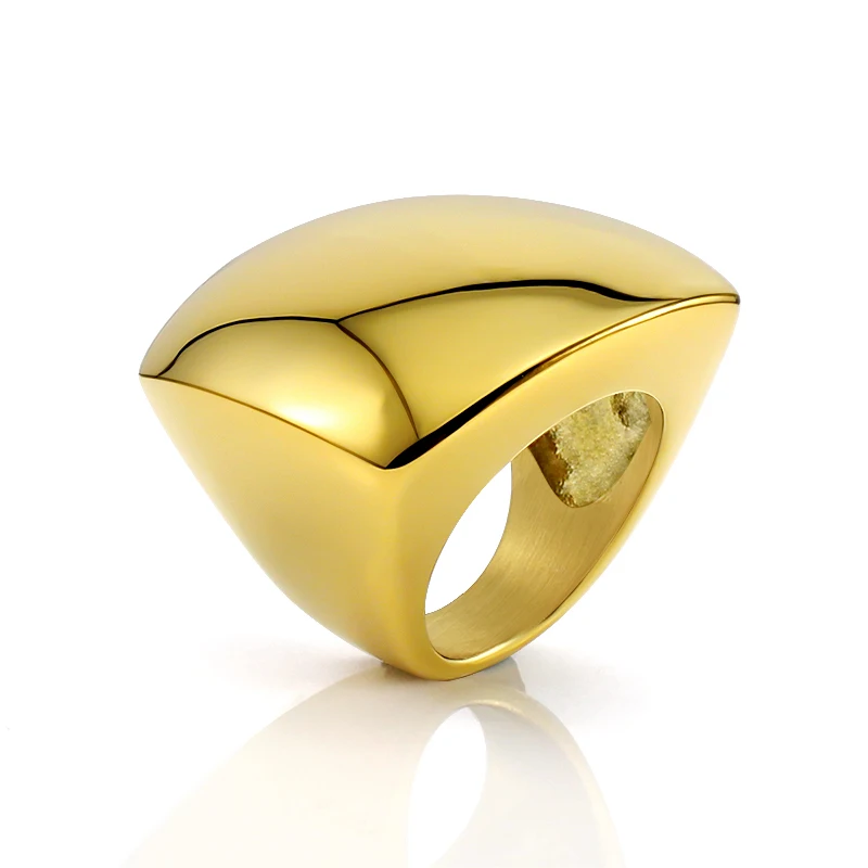 Тежки квадратни пръстени от неръждаема стомана прости геометрични пръстени за жени, мъже златен цвят Модни бижута подарък Директен доставка Изображение 3