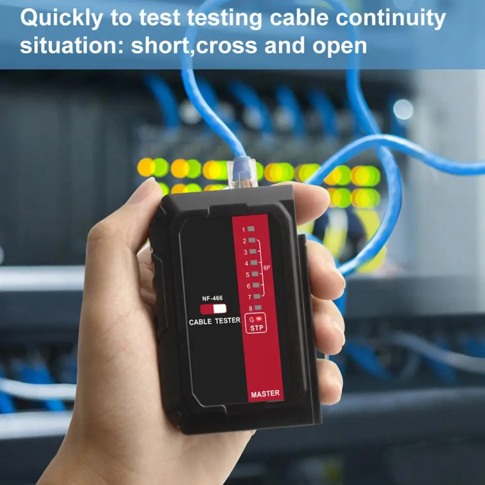 Тестер кабел, устройство за свързване на телефонни линии, RJ-45, led индикатор за включване-изключване, проверка на экранированного мрежов кабел Изображение 2