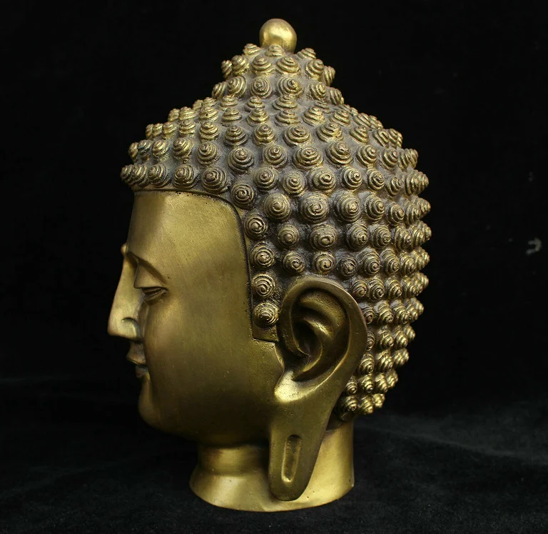 Тибетски будизъм бронз Месинг Статуя на главата на Буда Шакямуни Амитабха Изображение 3