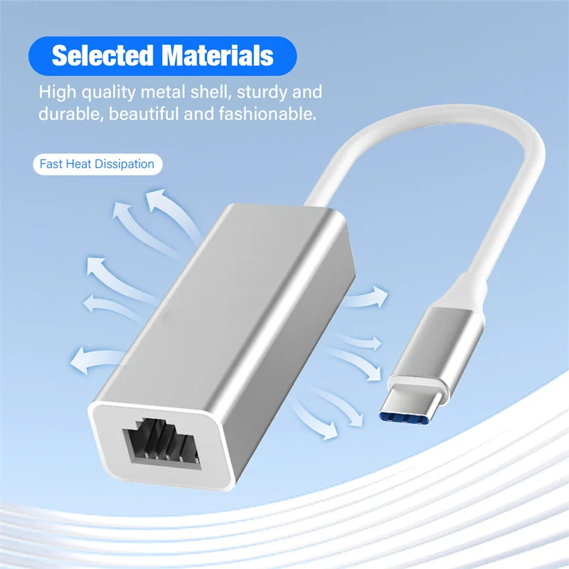Тип C USB жична Ethernet адаптер USB3.0 1000 Mbps с USB C до мрежова карта RJ45 за персонален КОМПЮТЪР Macbook Windows 11 10 7 Лаптоп без водачи Изображение 4