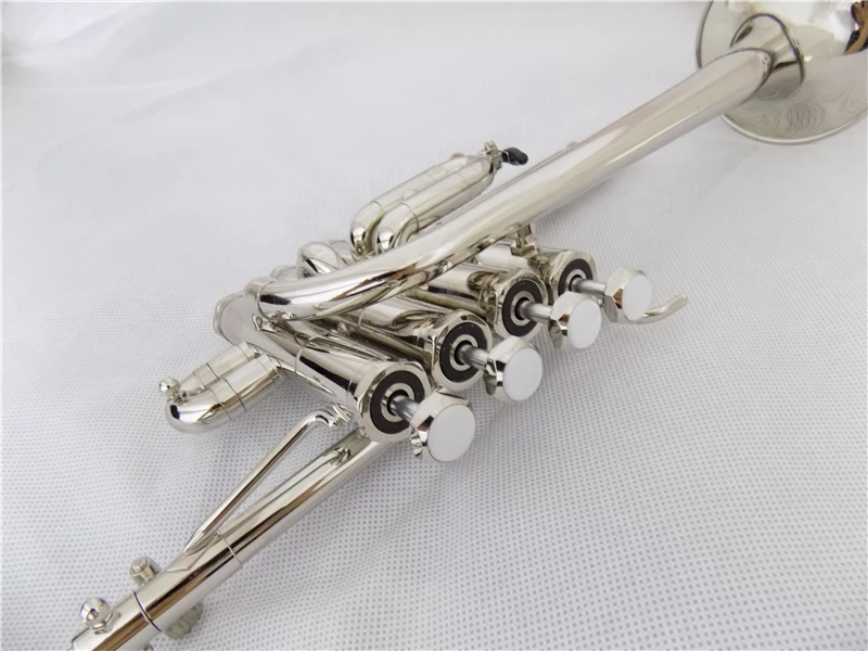 Тръбите на Професионални музикални инструменти за тръби Bb тръби с мундштуком и корпус със сребърно покритие Trompete Изображение 3