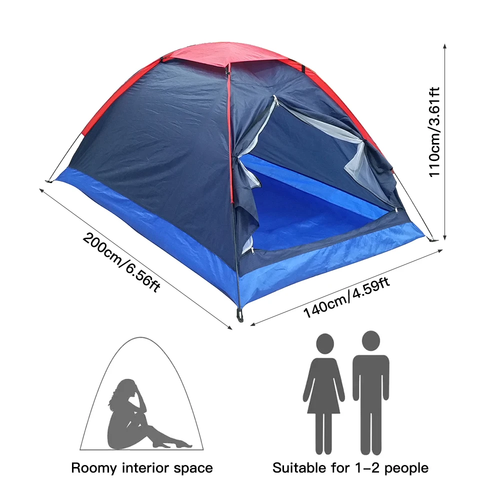 Туристическа Палатка за пътуване на открито за 2 Души палатка туристическа Лагер Hike Лесно Инсталиране Палатка За Къмпинг с Чанта За Носене Изображение 5