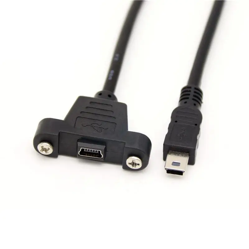 Удължителен кабел Mini USB между мъжете и жените, с дупки за уши за закрепване на Т-образни порт, кабел за трансфер на данни между мъже и жени, напълно мед Изображение 0