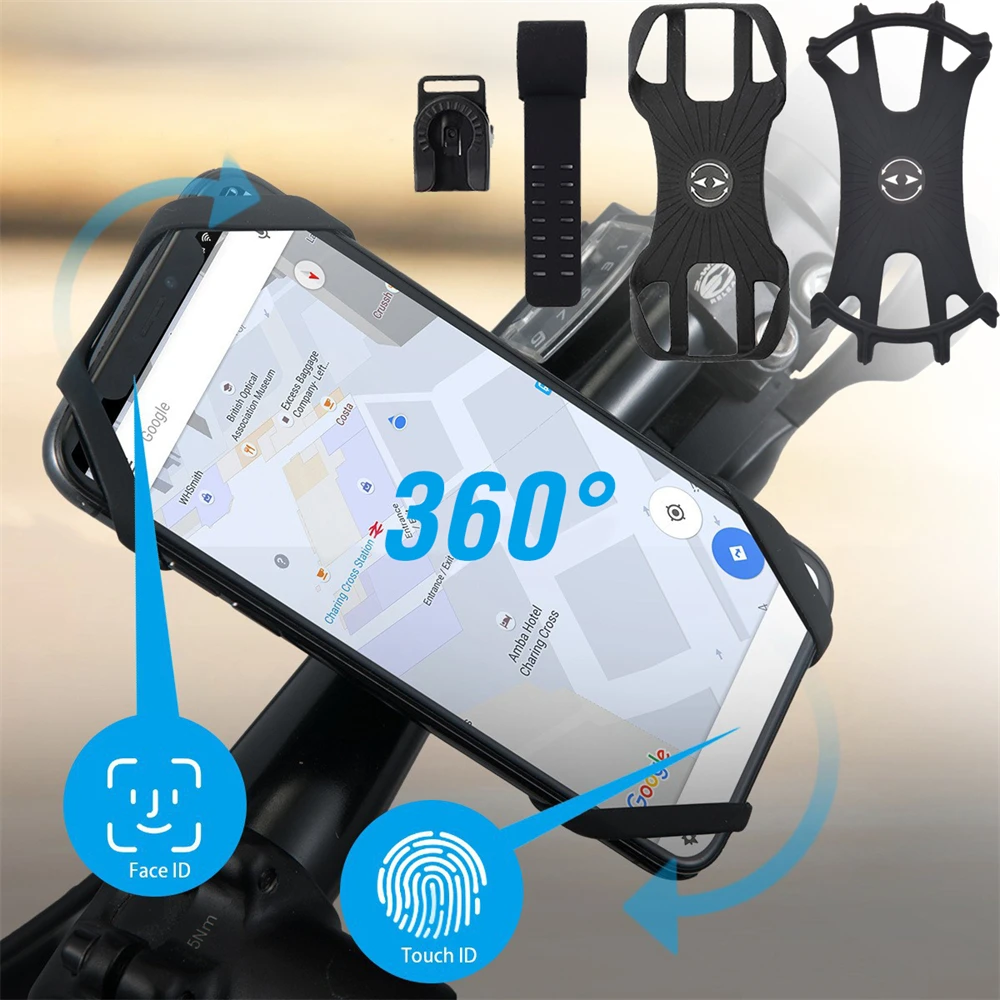 Универсален държач за велосипед телефон с възможност за завъртане на 360 градуса, video recorder, стойка за GPS, Велосипеди скоба, Регулируема устойчив на удари за употреба за мобилен телефон за велосипед МТВ Изображение 0