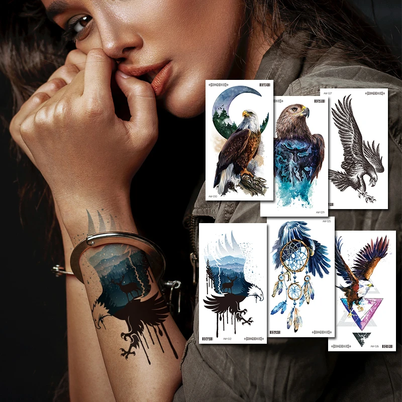 Фалшива татуировка на Стикер за домашни Любимци Крила на Орел, Перо на Птица, Временни татуировки, водоустойчив Татуировки с пренасяне на вода в ръка, ръкав, женски татуировки Изображение 0