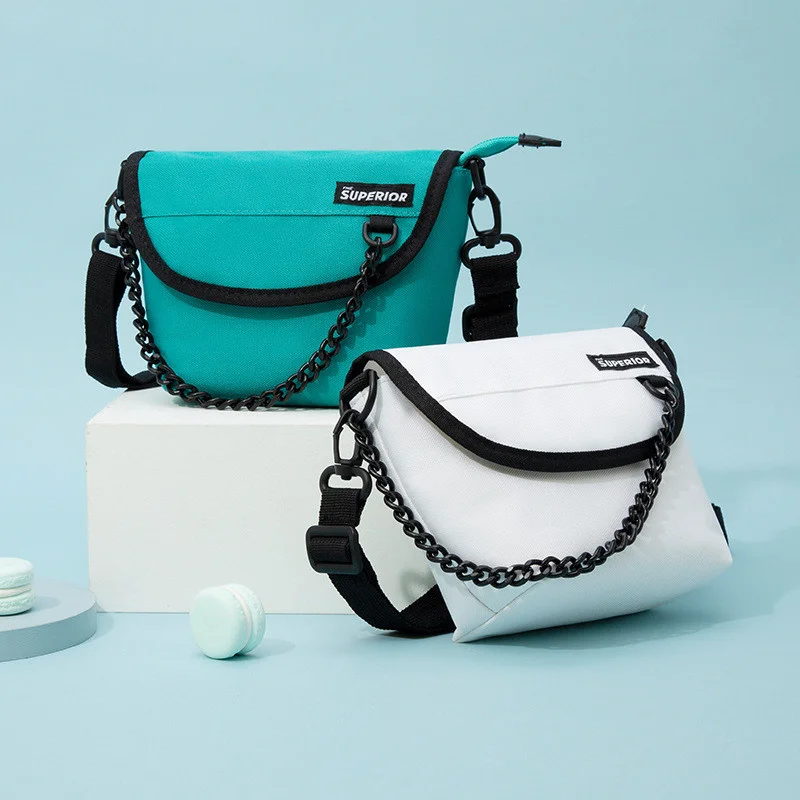 Чанта-месинджър през рамо 2023 Дамски найлон однотонная модна верига, малка чанта-месинджър, чанта през рамо за жени Изображение 0