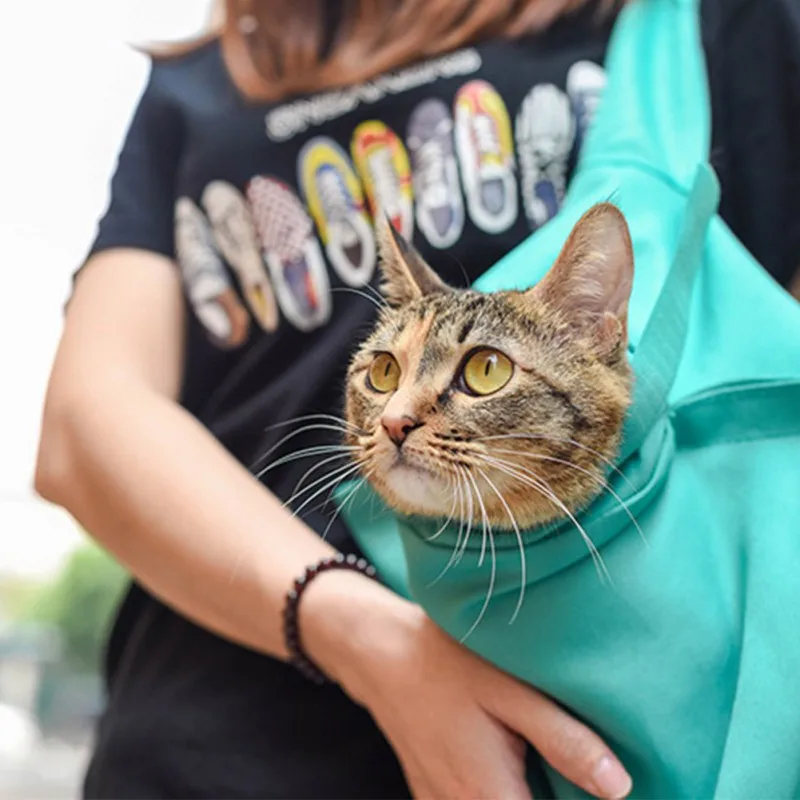 Чанта-переноска за котки, чанта-переноска за кученца, чанта-переноска за кучета Hands Free с регулируем ремък и джоба наплечником за пътуване на открито Изображение 4