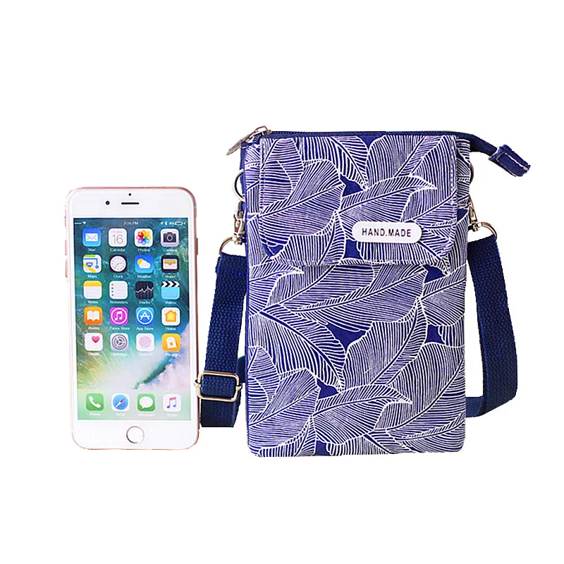 Чанта през рамо с принтом листа, дамская чанта за телефон, студентски тийнейджърката чанта за момичета, реколта холщовая чанта-месинджър, малка квадратна чанта, Нова Изображение 0