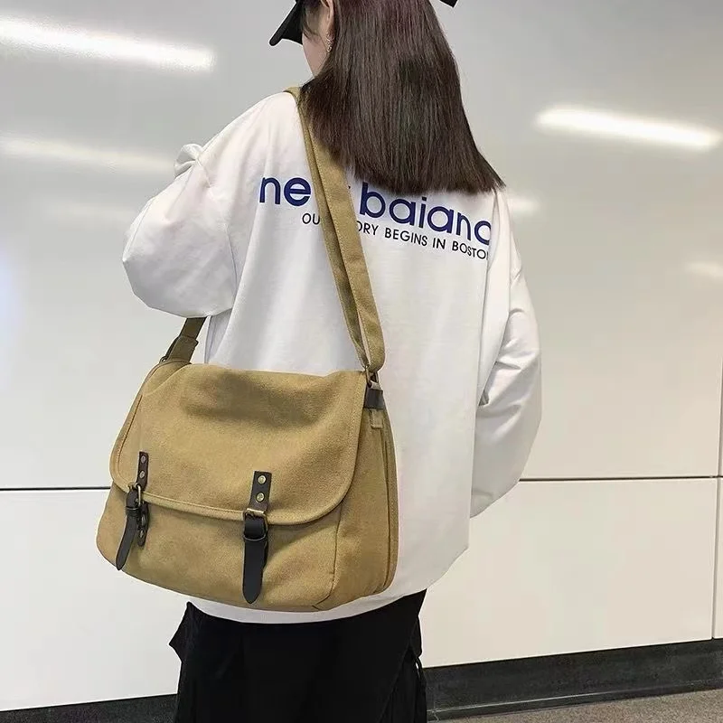 Чанти-незабавни посланици, дамски японската мода, реколта холщовая чанта през рамо с голям капацитет, универсална чанта унисекс за пазаруване, новост за студенти, новост за училище Изображение 3