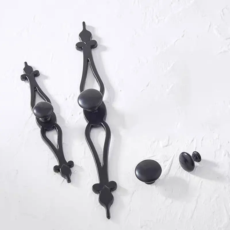 Черни Кръгли Дръжки с заден Панел Копчета Шкаф За Спалня Врата копчето на Кухненски Шкаф Модерен Мебели, Аксесоари Изображение 0