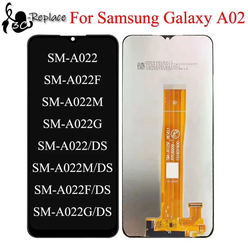 Черно 6,5 инча За Samsung Galaxy А02 SM-A022 SM-A022F SM-A022M SM-A022G SM-A022FN LCD сензорен дисплей, Дигитайзер в събирането на Изображение 0