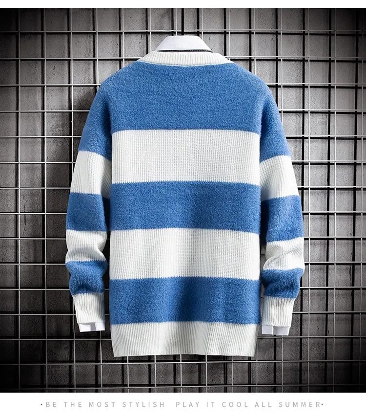 Шарени мек вълнен плат мъжки зимен пуловер в корейски стил, новост сред пуловери и дрехи, най-продаваният продукт на 2023, пуловер, мъжки вязаный Изображение 1