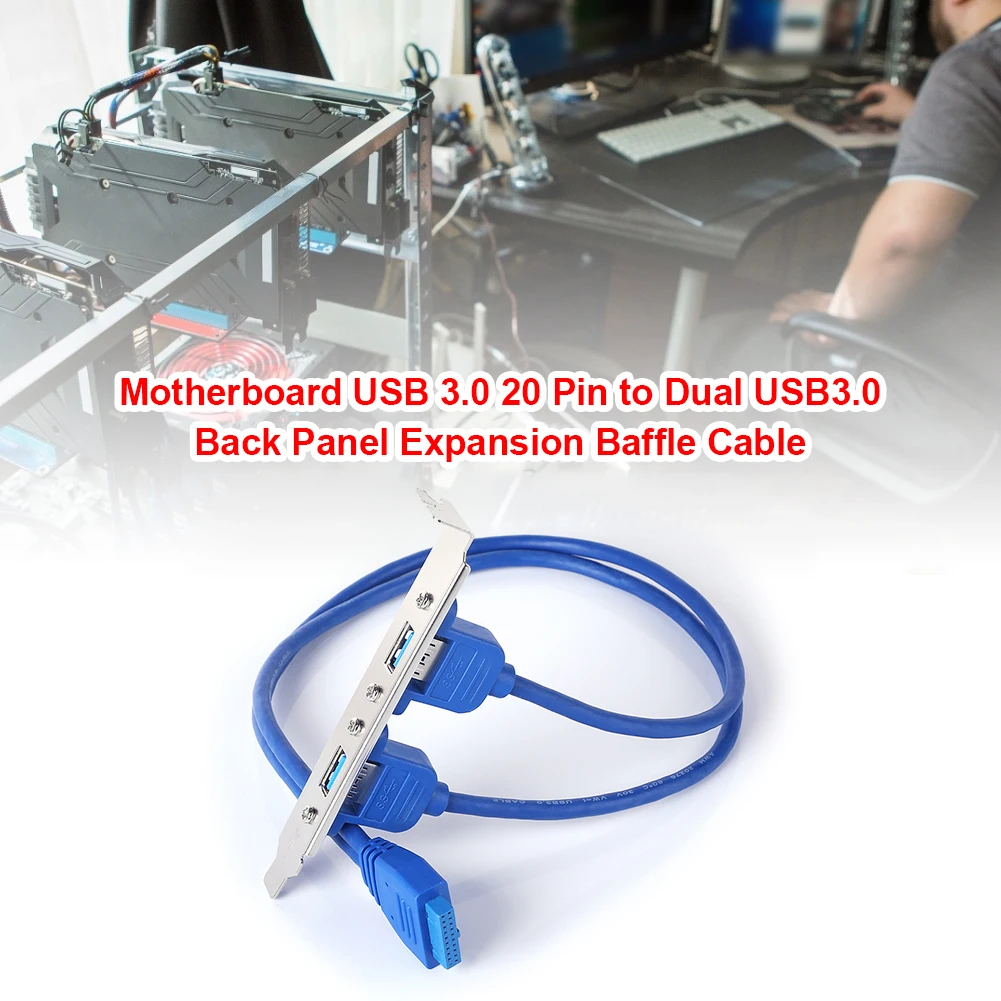 Штабелируемый USB 3.0 Женски тип панел на дънната платка 20Pin кабел заглавието с две пристанища 50 см Изображение 2