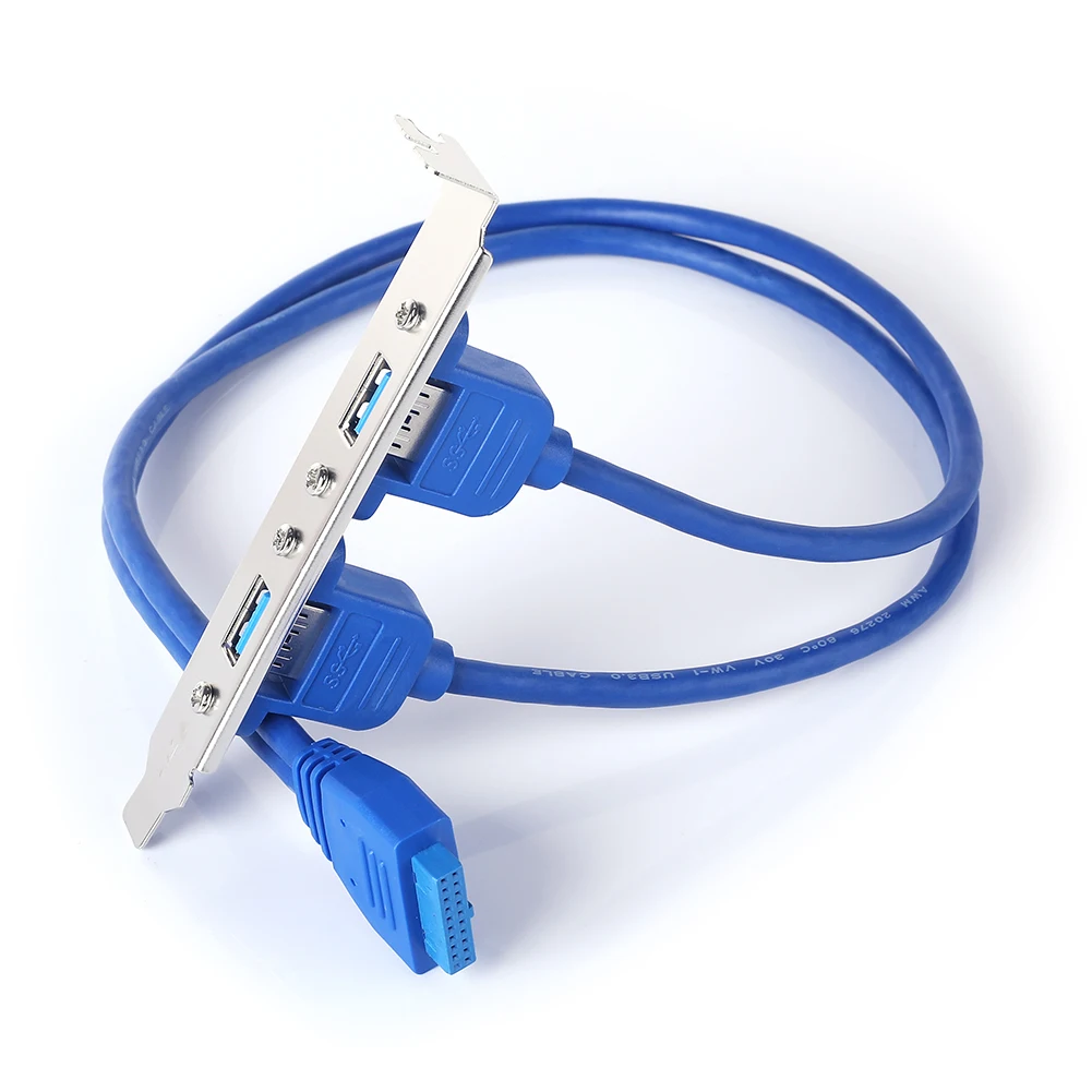 Штабелируемый USB 3.0 Женски тип панел на дънната платка 20Pin кабел заглавието с две пристанища 50 см Изображение 4
