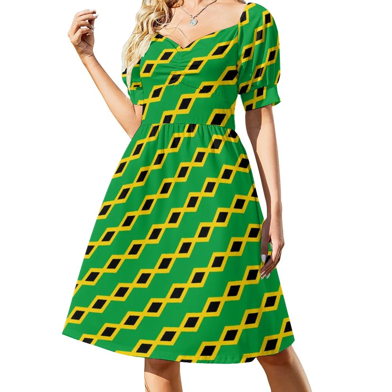 Ямайски флаг, Ежедневна рокля, Ямайски градинска мода, рокли, Елегантна рокля, секси рокля с V-образно деколте, Оверсайз, Vestido Изображение 0