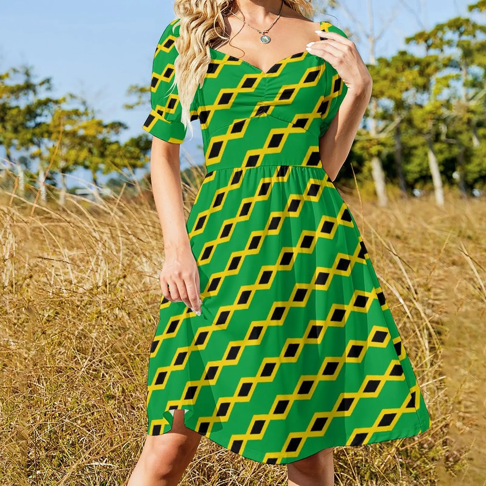 Ямайски флаг, Ежедневна рокля, Ямайски градинска мода, рокли, Елегантна рокля, секси рокля с V-образно деколте, Оверсайз, Vestido Изображение 2