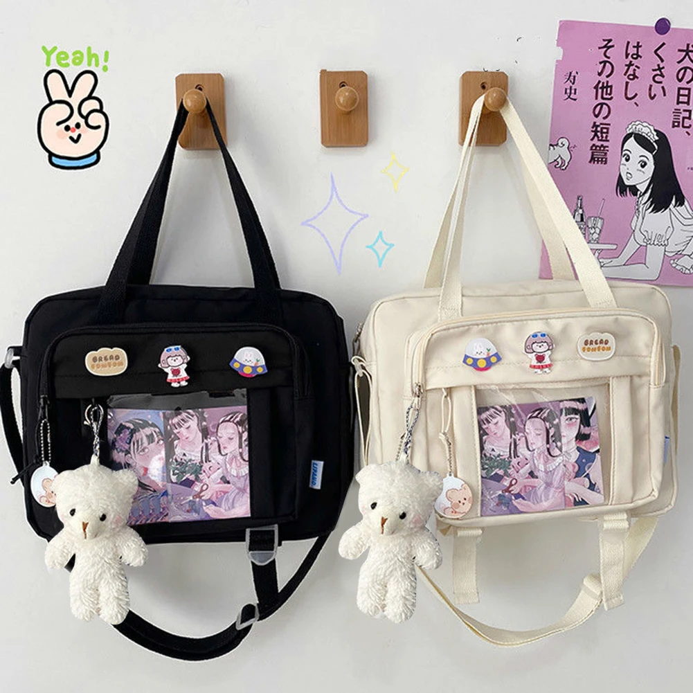 Японската училищна чанта JK за момичета с прозрачен джоб, Чанта за книги, Чанти, дамски чанта през рамо, Itabag, женствена чанта през рамо, Ita bag Изображение 1