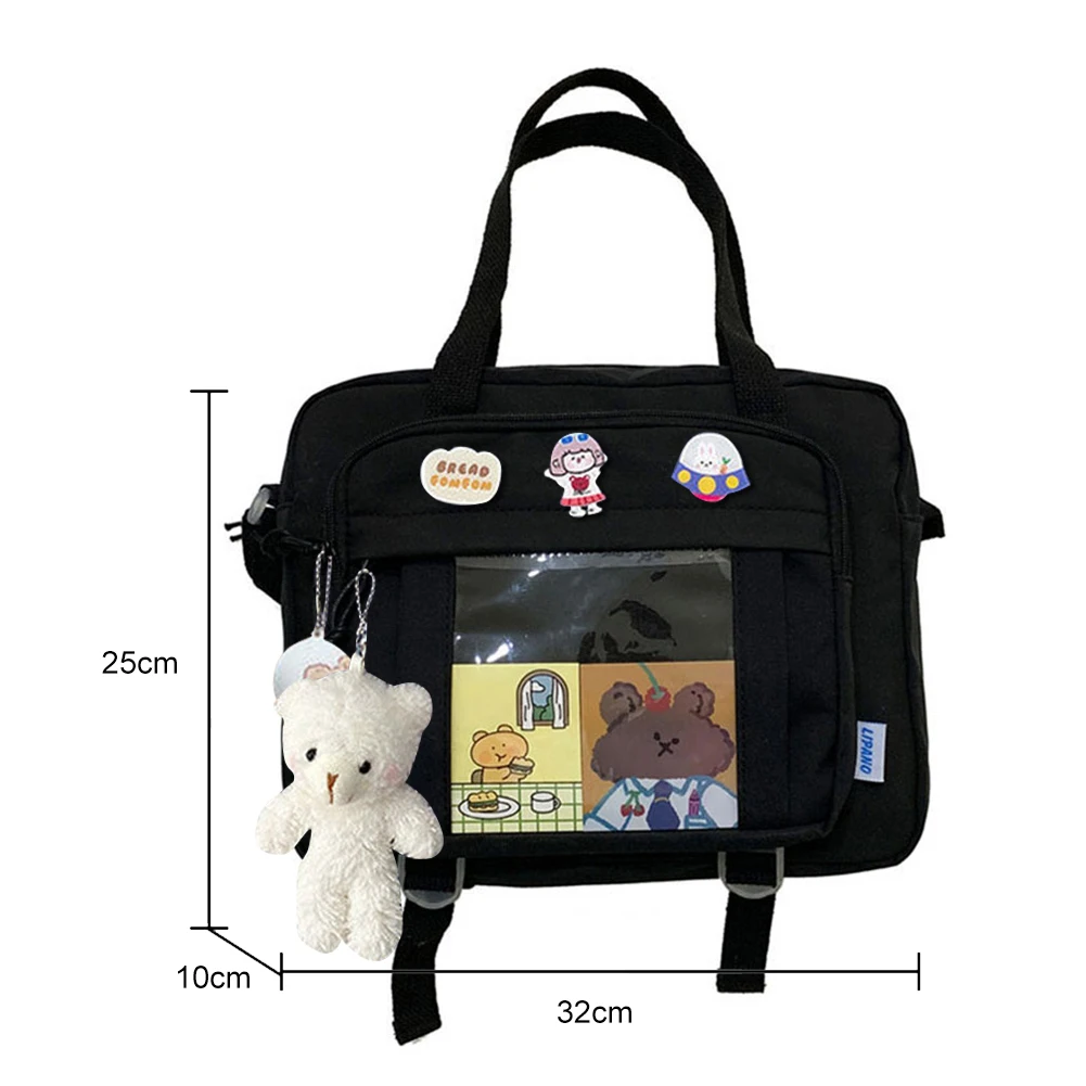 Японската училищна чанта JK за момичета с прозрачен джоб, Чанта за книги, Чанти, дамски чанта през рамо, Itabag, женствена чанта през рамо, Ita bag Изображение 5