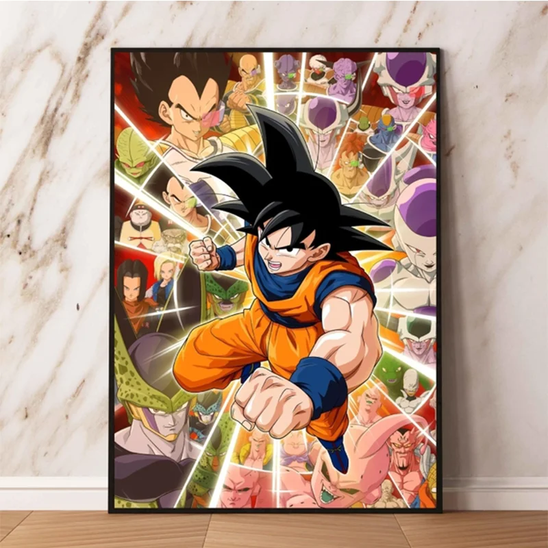 Японското аниме Dragon Ball Супер Сайя Goku Плакати Ретро Направи си сам Стая за Домашен бар Кафе Декор Кафене Подарък Естетическо Изкуство Боядисване на стените Изображение 2